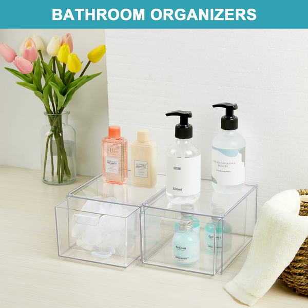 Stackable Clear Drawer Organizer Bins, Bathroom Organizers, Clear
