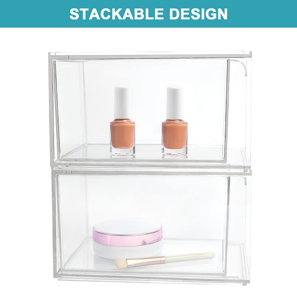 1pc Pet Stackable Makeup Organizer Storage Drawers, Acrylic Bathroom  Organizers, Clear Plastic Storage Bins With Handles For Vanity, Undersink,  Kitchen Cabinets, Pantry Organization And Storage