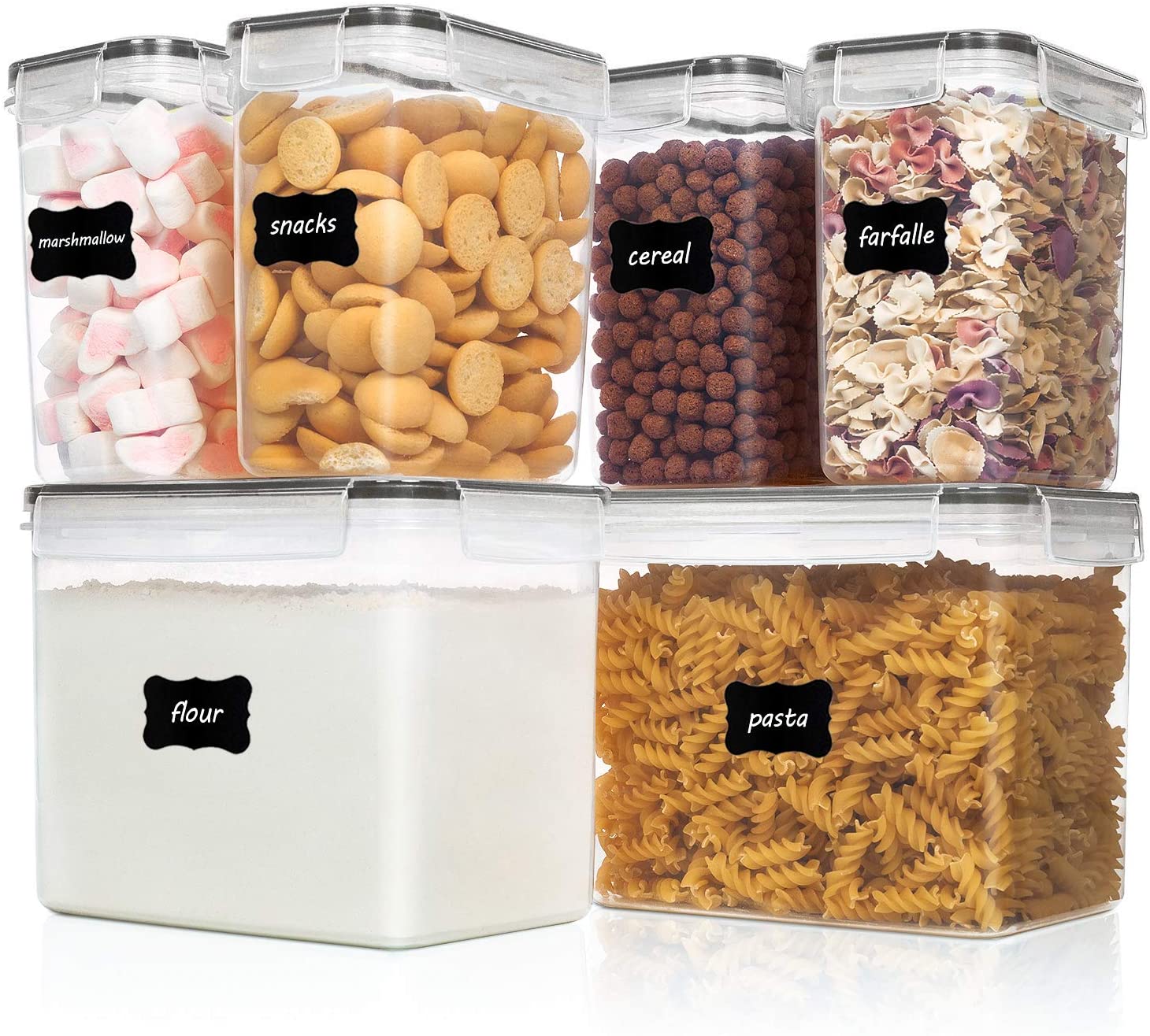Airtight Food Storage Containers W/ Lids, Plastic Bpa Free Kitchen Storage  Containers, Dry Food Canisters For Flour, Sugar And Cereal-w/labels - Temu