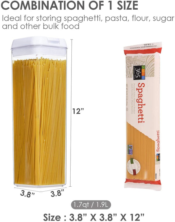 Vtopmart Airtight Food Storage Containers with Lids 4PCS Set 3.2L，Plastic  Spaghetti Container for Pasta and Long Noodles, BPA Free Air Tight Kitchen