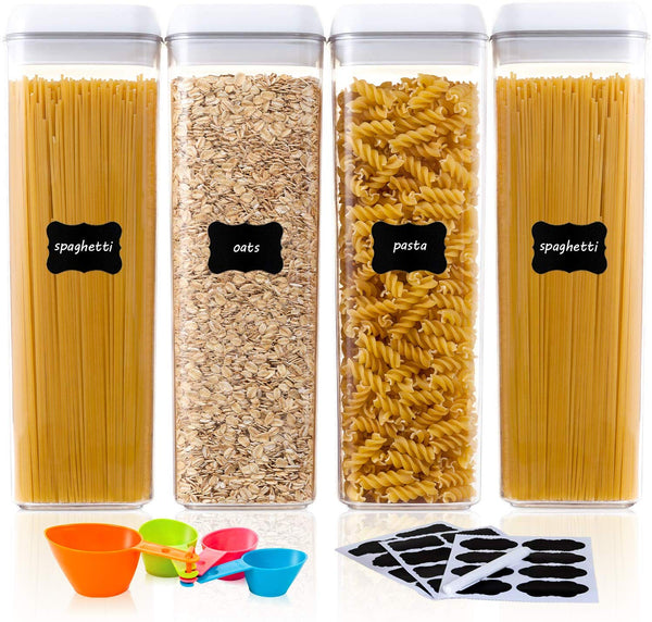 Container Sets, Extra Large Tall Airtight Food Storage Containers, 5.9qt  Plastic Bpa Free Kitchen Pantry Storage Containers With Labels & Marker,  Bulk Food Storage For Spaghetti, Flour And Baking Supplies, Black, Kitchen