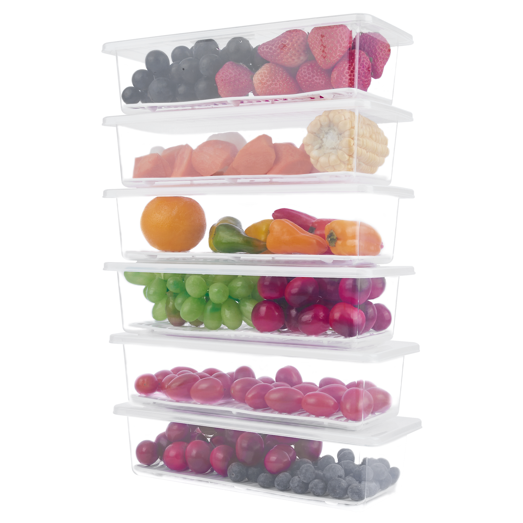 Buy NIPAN Fridge Storage Container, Vegetable Storage Box with Removable  Drain Plate & Lid Stackable, Food Storage Box for Storing Fish, Meat,  Vegetables, Fruits, Egg 1500 ml, Transparent (Set of 4) Online