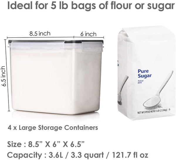 Food Storage Containers For Flour Sugar Baking Supplies Plastic Black NEW