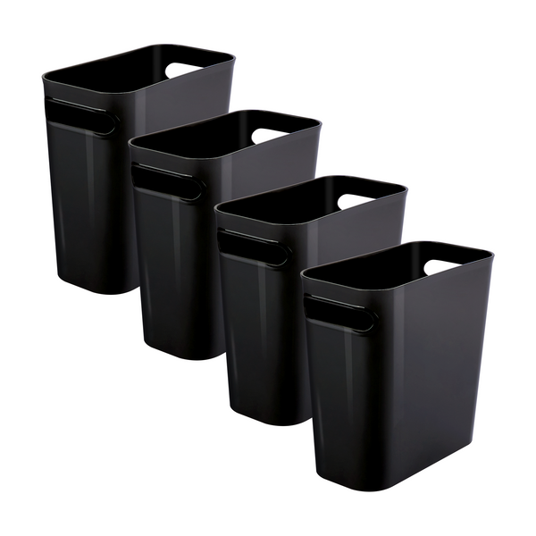 VTOPMART 4 Pack Plastic Small Trash Can, 1.5 Gallon/5.7 L Office Trash Can, Black Trash Bin with Built-in Handle, Slim Waste Basket for Bathroom, Bedroom, Home Office, Living Room, Kitchen
