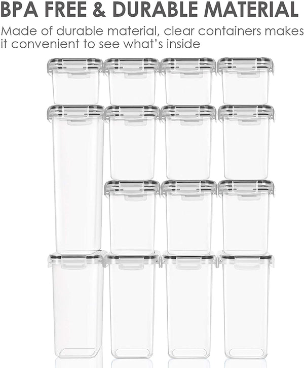 Vtopmart Airtight Food Storage Containers Set with Lids, 15pcs BPA Free Plastic Dry Food Canisters for Kitchen Pantry Organization and Storage, Dishwasher safe,Include 24 Labels, Black