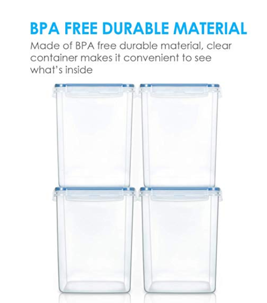 4Pc Large Food Storage Container 176Oz, BPA Free for Flour, Sugar