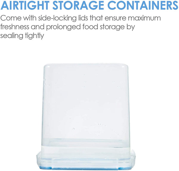 Food Storage Containers 2.5L / 84.5oz, Vtopmart 4 Pieces BPA Free Plastic Airtight Food Storage Containers for Flour, Sugar, Baking Supplies, with 4 Measuring Spoons and 24 Labels,Blue