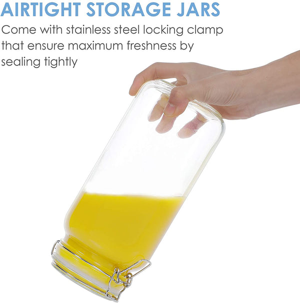 Glass Storage Jars with Airtight Locking Clamp Lids, Airtight