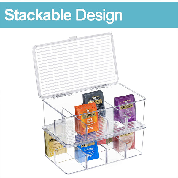 2 Pack Stackable Tea Bag Organizer, Vtopmart Plastic Tea Storage Box f