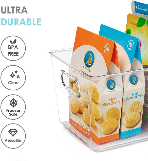 Vtopmart Clear Plastic Pantry Organizer Bins, 4 PCS Food Storage Bins