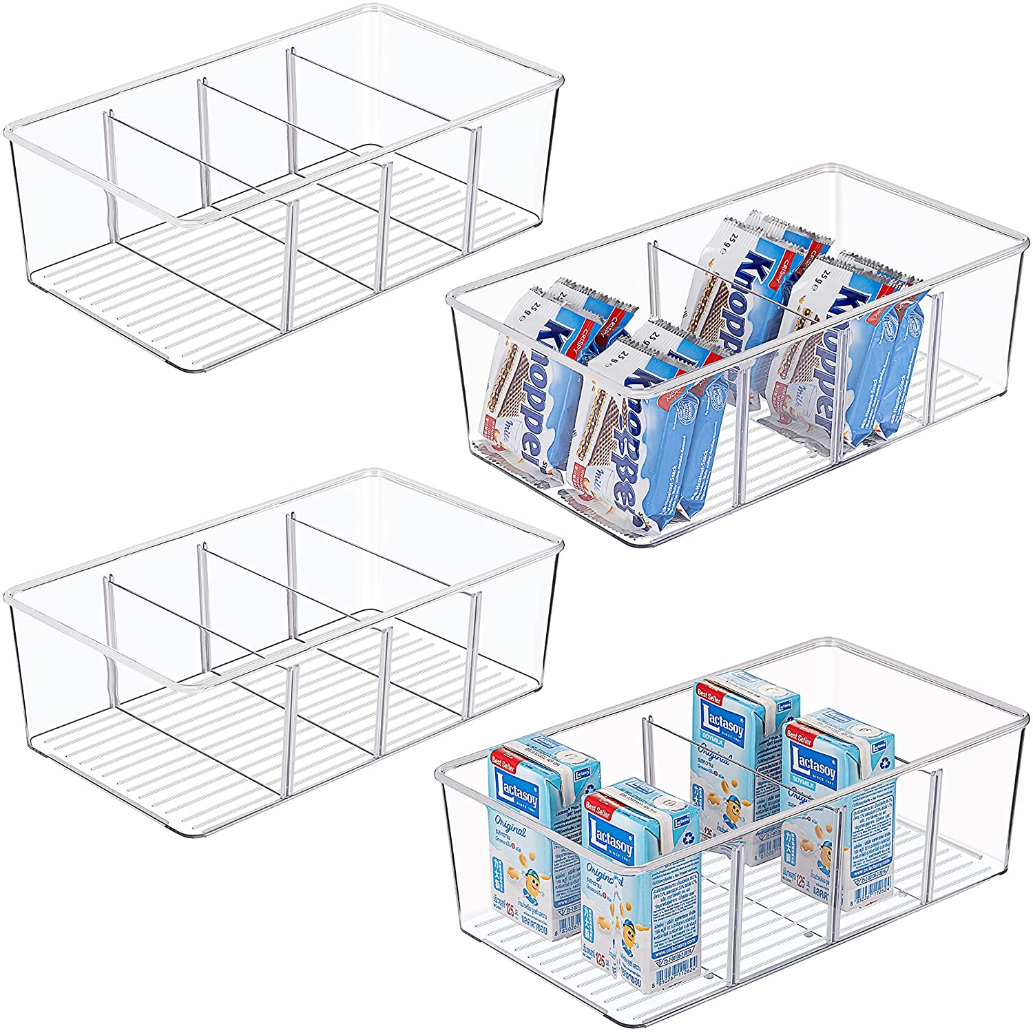 6 Pack Clear Plastic Storage Bins with Lids, Vtopmart Pantry Organizer  Bins, for Cabinet, Kitchen, Countertops, Large