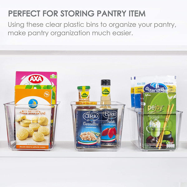 Vtopmart Clear Plastic Pantry Organizer Bins, 2 PCS Food Storage Bins with  Handle for Refrigerator, Fridge, Cabinet, Kitchen, Countertops, Cupboard