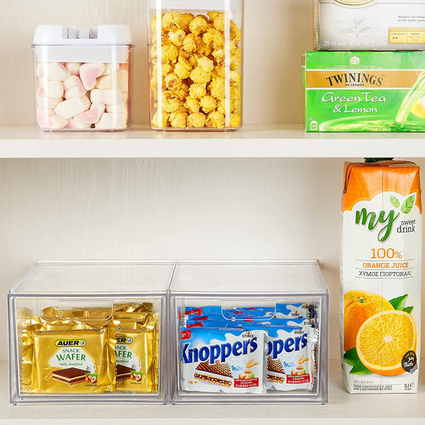 Vtopmart Clear Plastic Pantry Organizer Bins, 6 PCS Food Storage Bins with  Handle for Refrigerator, Fridge, Cabinet, Kitchen, Countertops, Cupboard