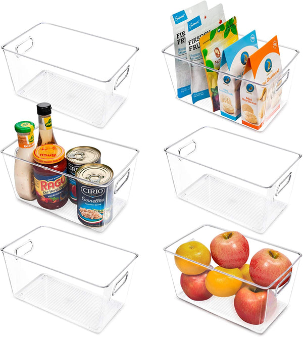 Clear Refrigerator Organizer Bins, Stackable Food Storage