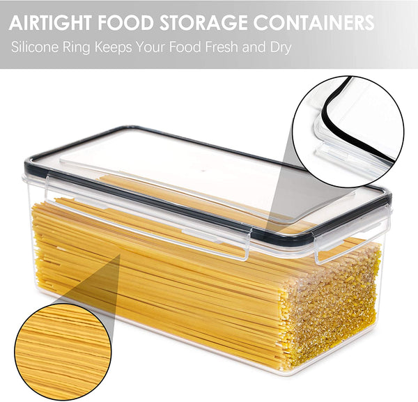Vtopmart Airtight Food Storage Containers with Lids 4PCS Set 3.2L，Plastic Spaghetti Container for Pasta and Long Noodles, BPA Free Air Tight Kitchen Pantry Organization and Storage