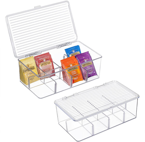  Vtopmart 2 Pack Food Storage Organizer Bins, Clear Plastic  Storage Bins for Pantry, Kitchen, Fridge, Cabinet Organization and Storage,  2 Compartment Holder for Packets, Snacks, Pouches, Spice Packets: Home &  Kitchen