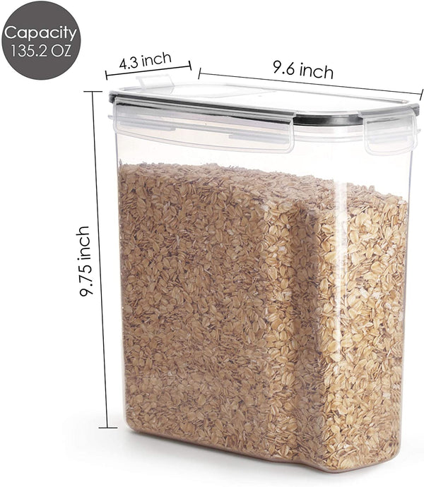 Vtopmart Cereal Storage Container Set, BPA Free Plastic Airtight Food  Storage Containers 135.2 fl oz for Cereal, Snacks and Sugar, 4 Piece Set  Cereal