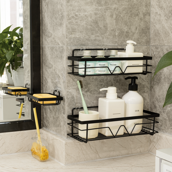 Corner Shower Caddy, 3-Pack Adhesive Shower Caddy with Soap Holder