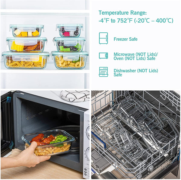 8 Pack Glass Food Storage Containers with Lids, Vtopmart Glass Meal Pr