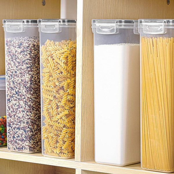 Airtight Food Storage Container Plastic Clear Jars with Easy Lock Lid  Kitchen Pantry Organizer Spaghetti Cereals Storage Bin