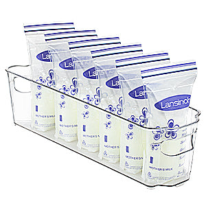 Vtopmart Breastmilk Storage Container 4PCS Set, Clear Freezer and Fridge Organizer Bins, Plastic Storage Bins for Breast Milk, Baby Pouches, Formula, Bottles and Yogurts, 4.3’’ Width, 14.5" Long