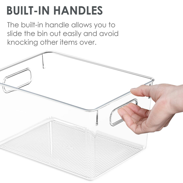 SAVERSTATE Clear Plastic Pantry Organizer Bins, with Handle for