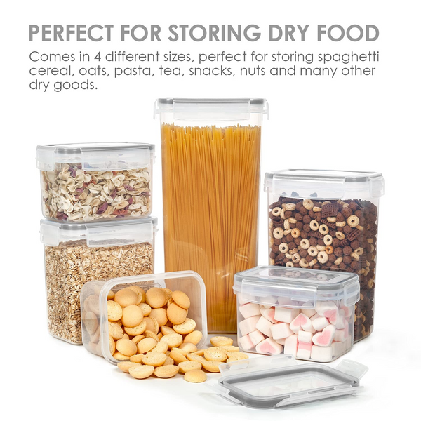 Airtight Food Storage Containers with Lids,Plastic Kitchen and Pantry  Organization Canisters for Cereal, Dry Food, Flour and Sugar