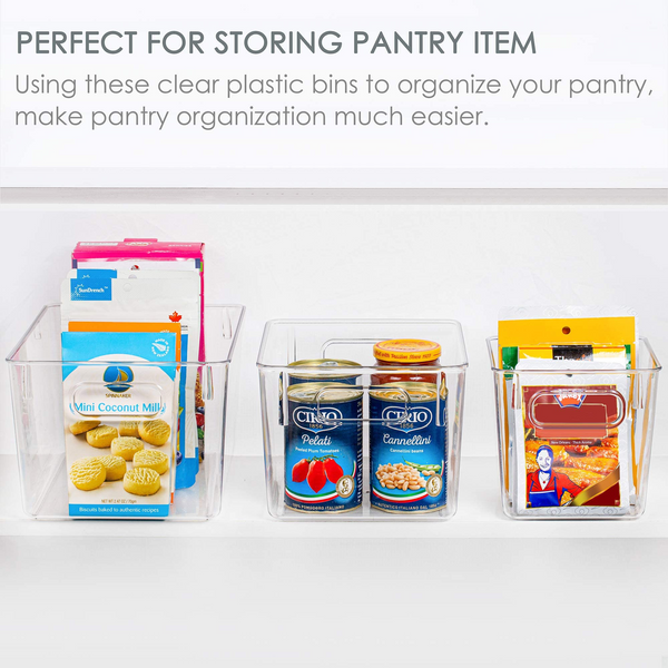 Vtopmart Clear Plastic Pantry Organizer Bins 4 PCS Food Storage Bins